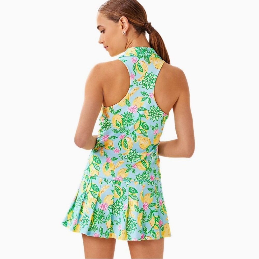 New! Lilly Pulitzer UPF 50+ Luxletic Dania Pleated Dress Bluette Make Lemonade M - Picture 4 of 9